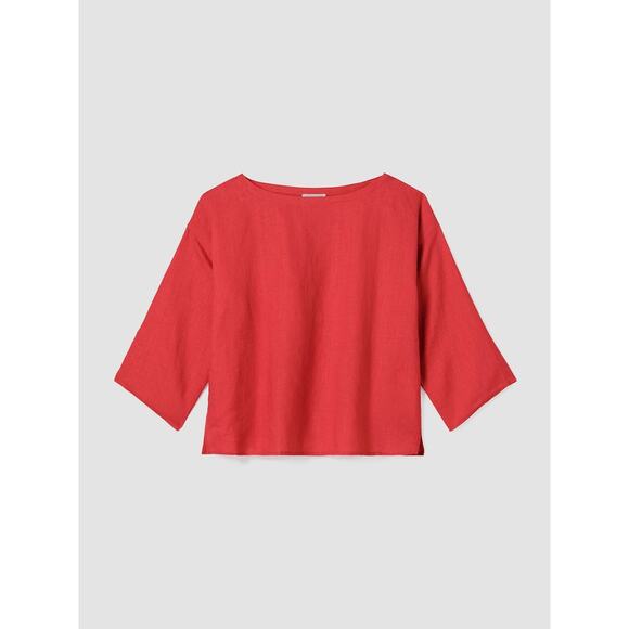 EILEEN FISHER Organic Handkerchief Linen Box-Top Size XL Red Flame Lagenlook EUC - Picture 10 of 10